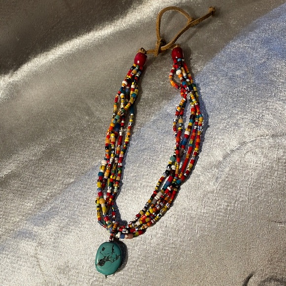Vintage Beaded Turquoise Necklace - Picture 2 of 5